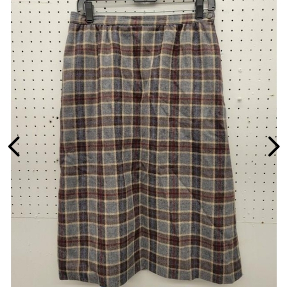 Pendleton Plaid Pencil Skirt - Burgundy and Gray - Picture 1 of 3